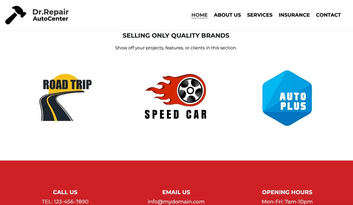 null Dr. Repair AutoCenter Template with Contact on Footer